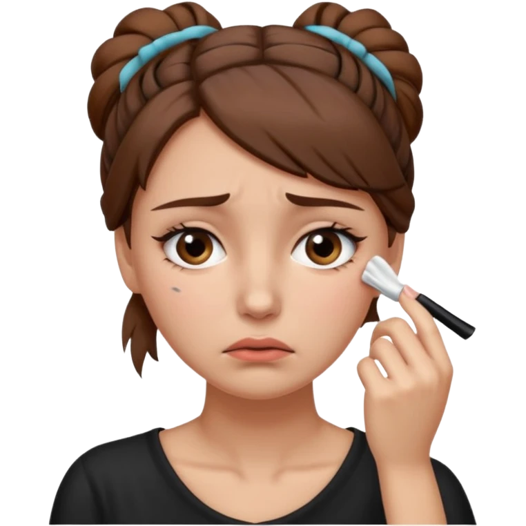 ["Sad woman with brown hair tied up, wiping away a tear."] emoji