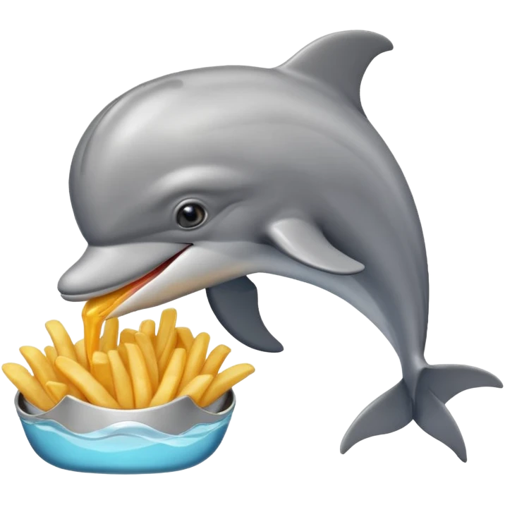 a dolphin eating fries emoji