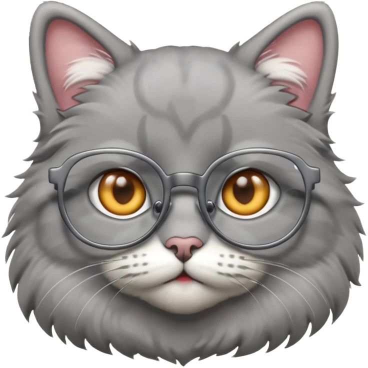 grey cat with glasses emoji
