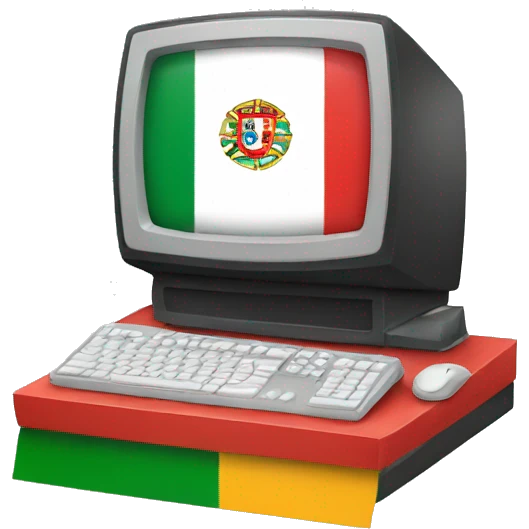 computer in the style of the portuguese flag emoji