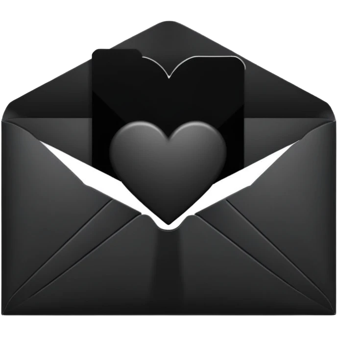 Black envelope with black heart in the middle emoji