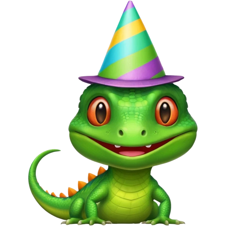 Lizard dancing with party hat emoji