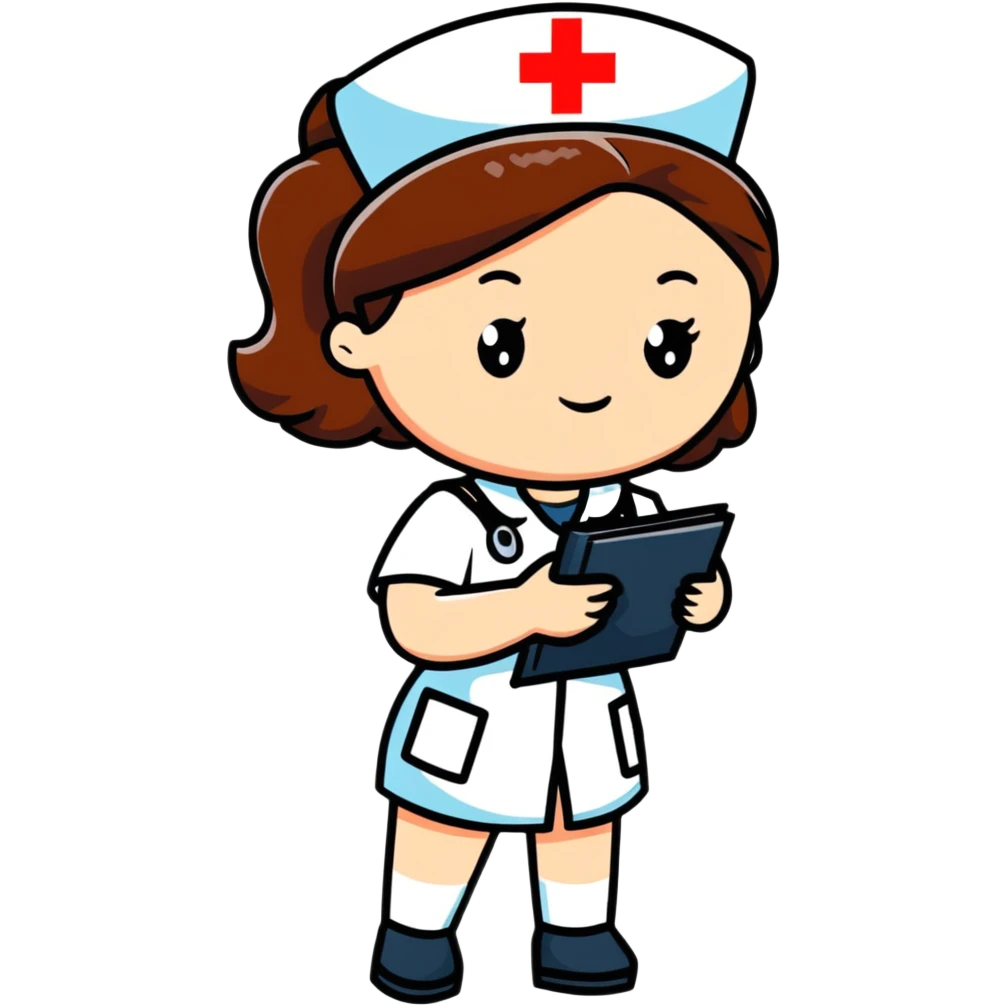 Nurse in uniform checking patients during hospital rounds emoji