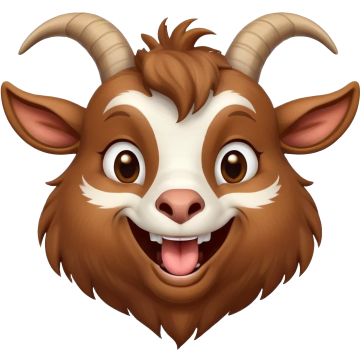 Goat making laughing hard face emoji