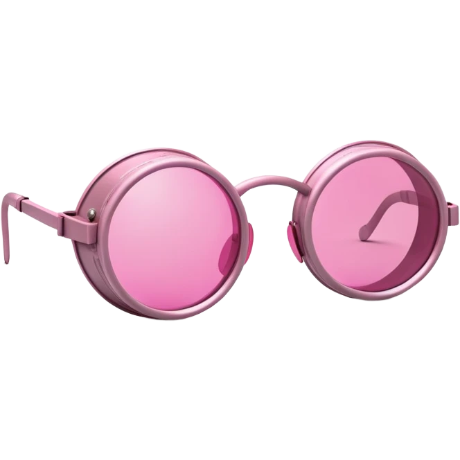 pink tinted welding goggles, round pink lenses, minimal frame, safety glasses emoji