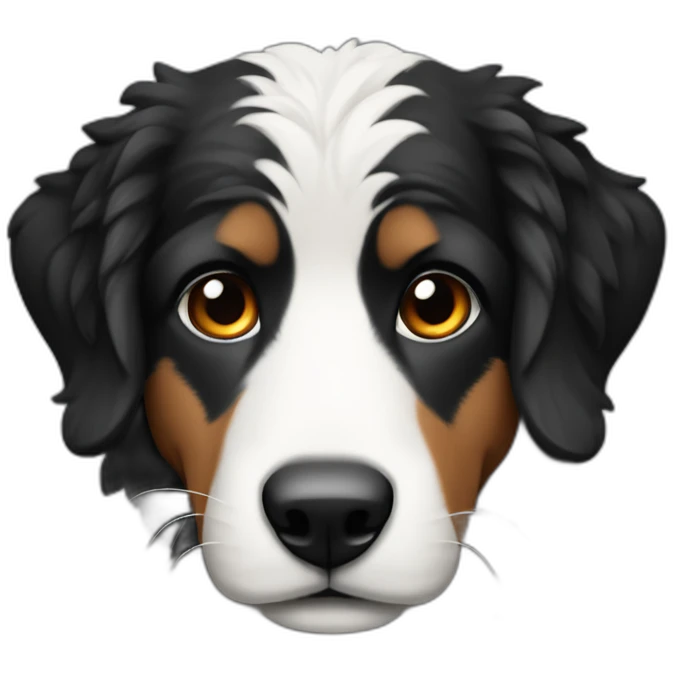 black, white and fire american sheperd emoji