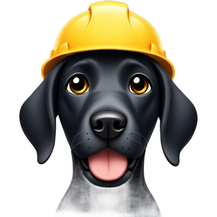 Black Labrador with hard hat emoji