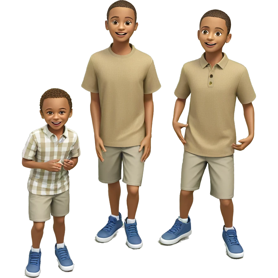 three boys having fun outdoors emoji