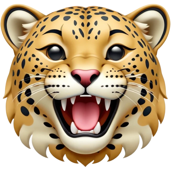 cinematic-realistic-yawning-young jaguar-portrait-emoji,-head-tilted-slightly-with-a-dramatic,-wide-open-yawn,-showcasing-a-lithe,-graceful-build-with-distinctive-rosette-patterns-and-sleepy,-half-closed-eyes,-simplified-yet-irresistibly-adorable, realistic emoji