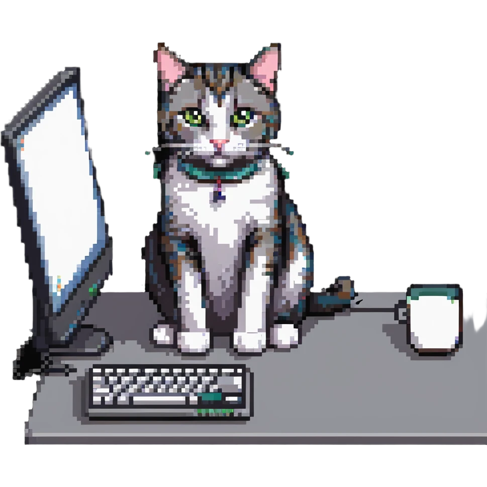 cat sitting at a computer emoji