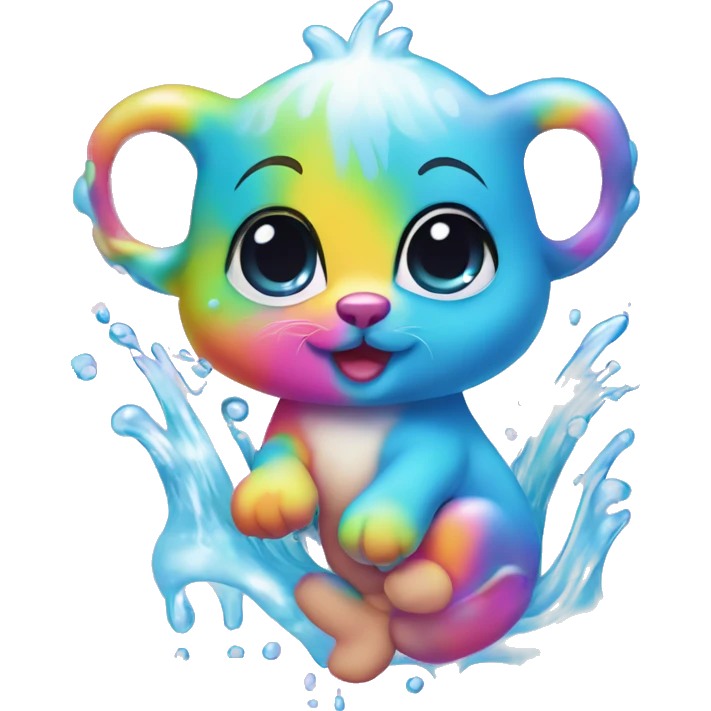 Lisa frank baby animal in water  emoji