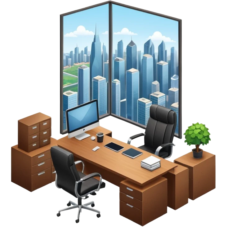 an office for ceo of company in an isometric style emoji