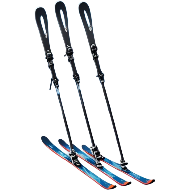 An icon featuring a pair of skis crossed over a snowy mountain backdrop. The design includes ski poles and snowflakes, symbolizing the thrill and speed of skiing. Transparent background highlights the winter sports spirit and the adventure of the slopes. emoji