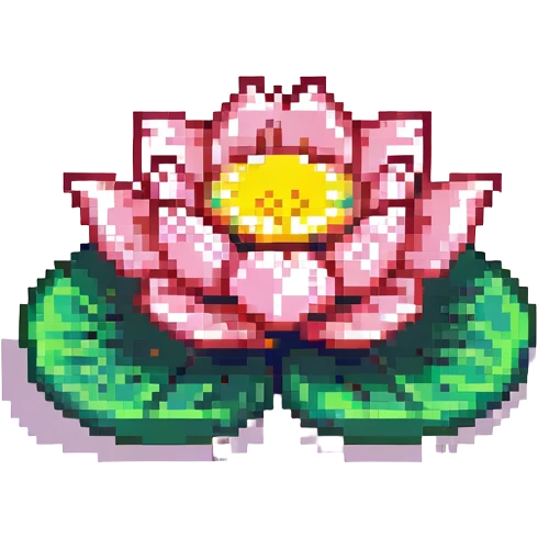 simple and vibrant pixel art lotus flower emoji