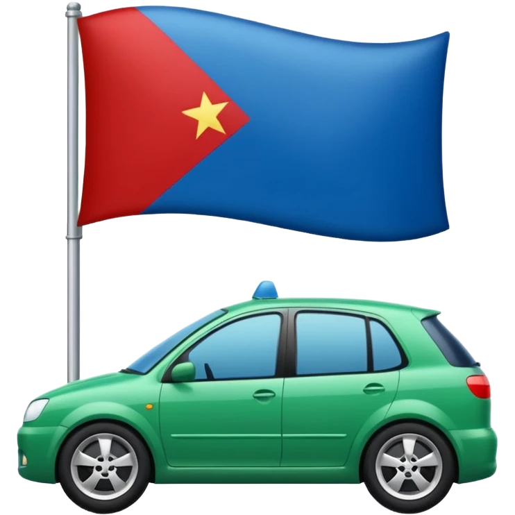 bandera mitad superior, azul y mitad inferior verde con una rueda de carruaje roja en el centro emoji