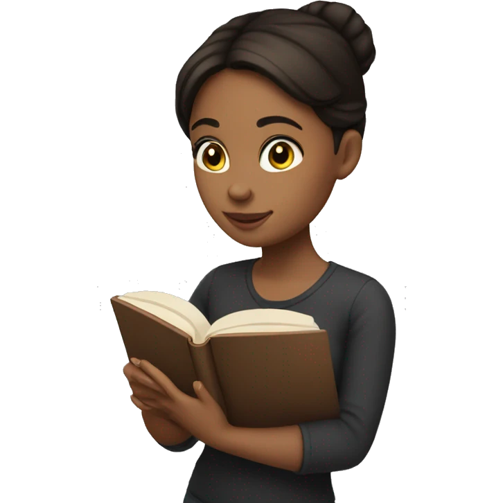 brunette girl reading a book in her hands emoji