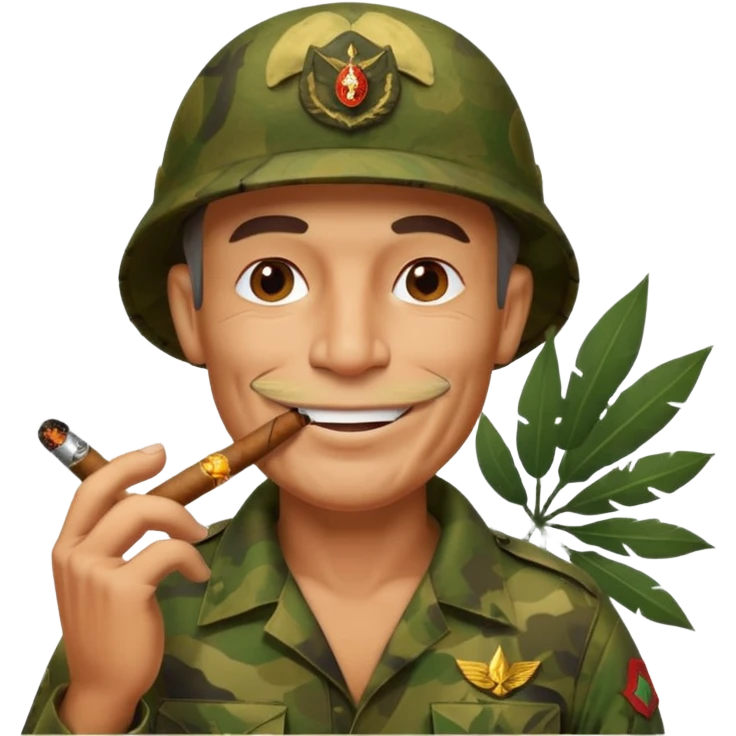 old school jungle commando smoking a cigar with a grin emoji