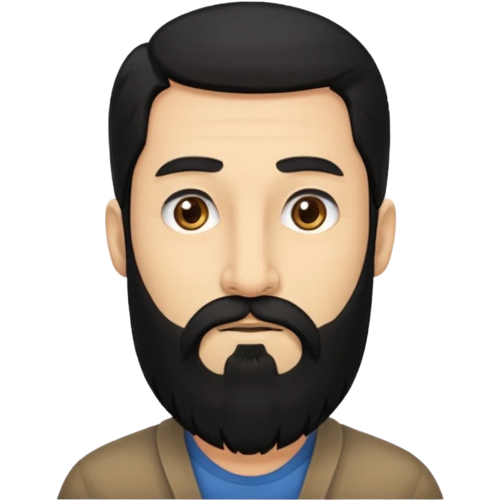 medium skin, long nose, black hair, long black beard, man emoji