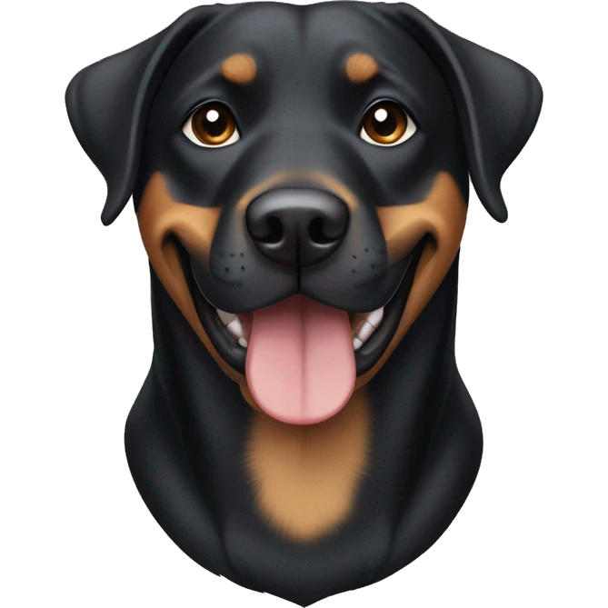 a dog mix labrador retriever and eyebrows rottweiler, smiling emoji