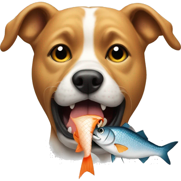Dog eat a fish emoji