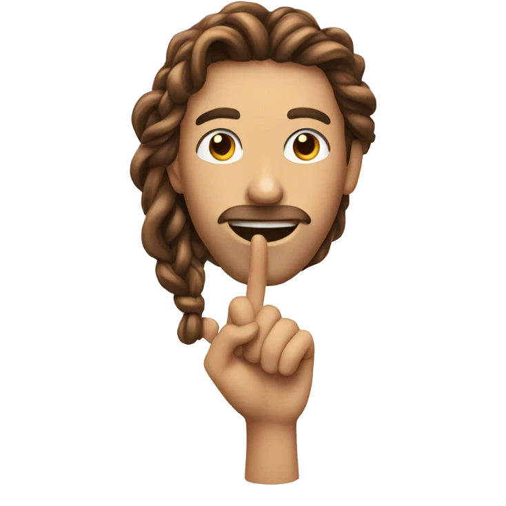 hand with face and long brown hair twisted  emoji