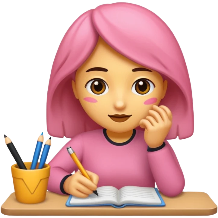 rosa escribiendo pensando emoji