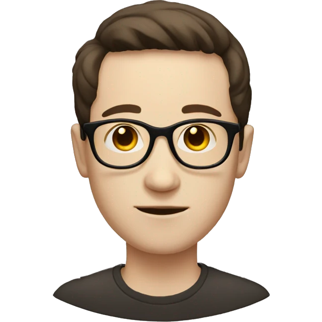 Pale man with dark brown hair with circle brown glasses emoji