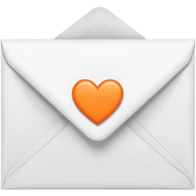 white envelop with small orange heart inside emoji