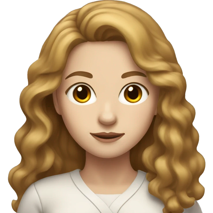 a woman with wavy, long, light brown hair, very white skin and light brown eyes emoji