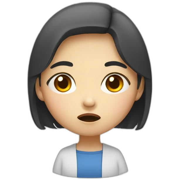 An Asian girl who is hungry and in a bad mood emoji
