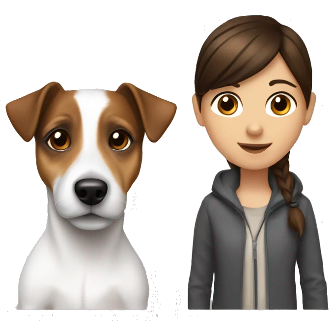 Jack Russell with a brunette girl emoji