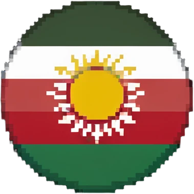 flag of Kurdistan with red, white and green horizontal stripes and a yellow sun symbol emoji