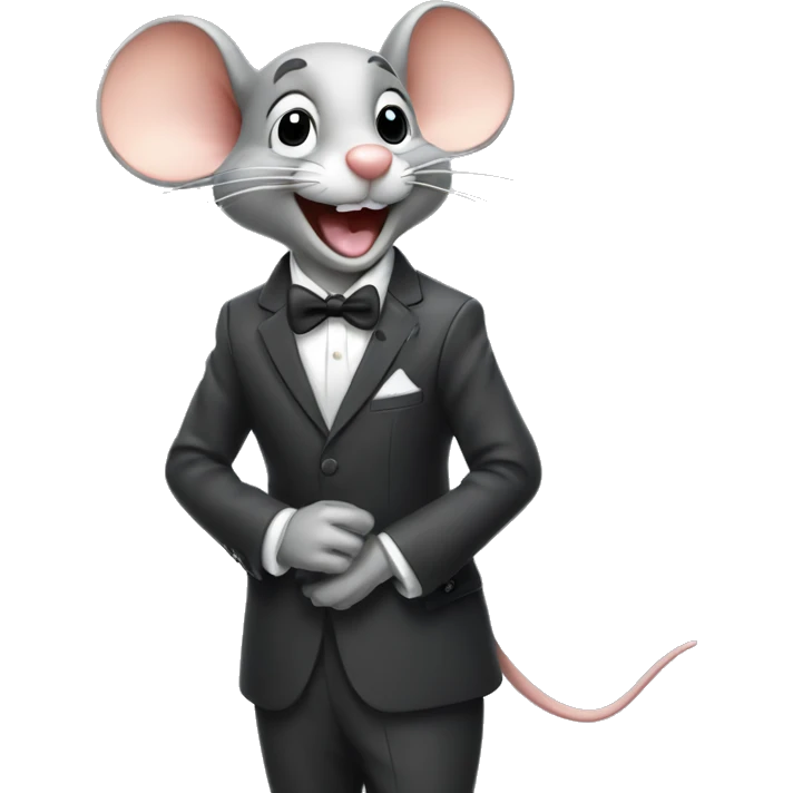 Happy mouse wearing a suit blowing a kiss emoji