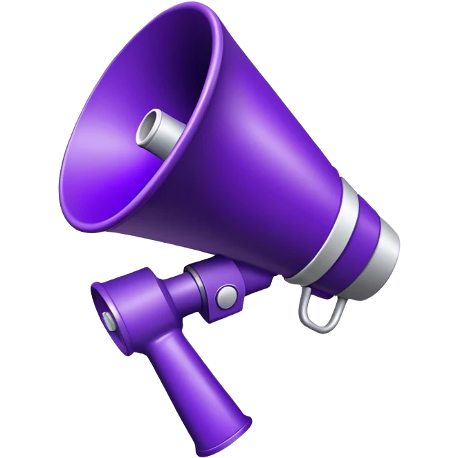 The letters CS and a megaphone. Color deep purple emoji