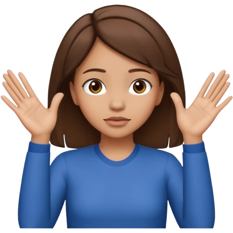 Nervous emoji + hands up emoji. Remove flow effects at the very top the of the hands palm forward so the head can be between the hands. Lightskin girl emoji emoji