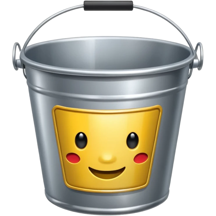 classic metal bucket, shiny and simple emoji