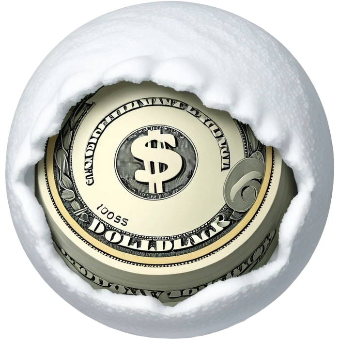 Snow ball with dollar bills  emoji