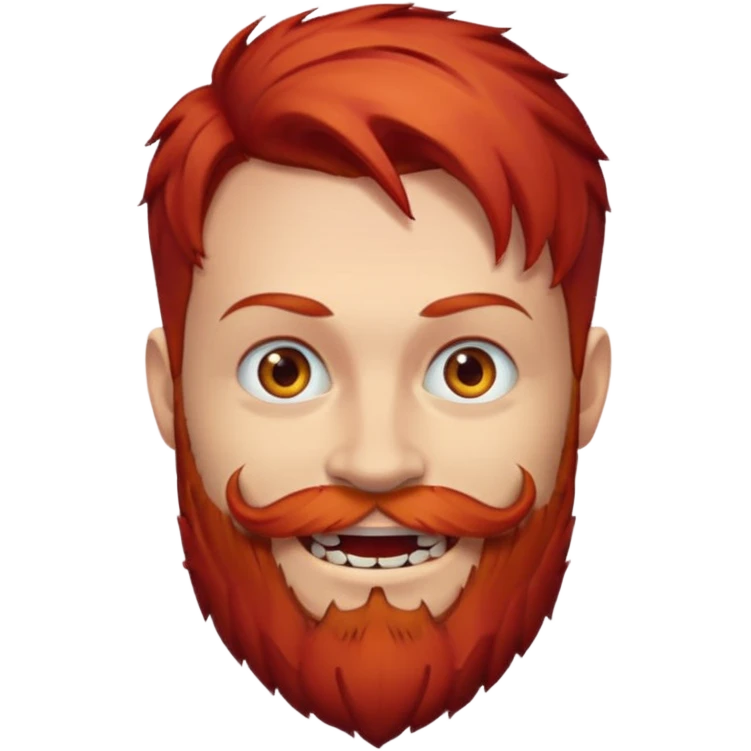 red head wild hair, evil smile, red beard emoji