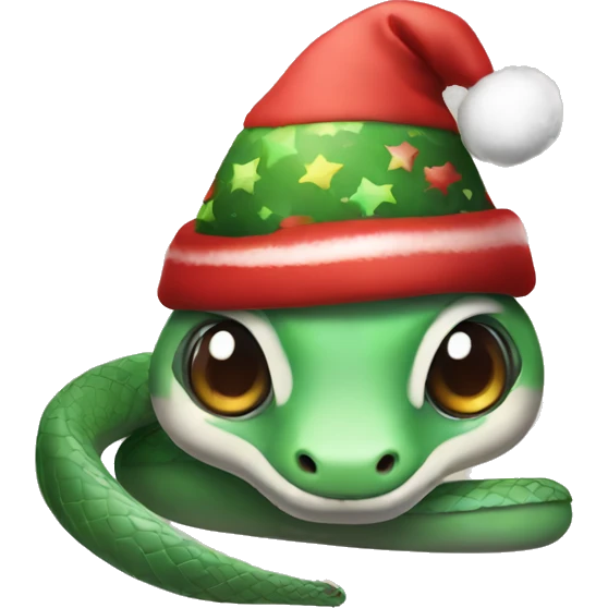 cute snake with christmas hat emoji