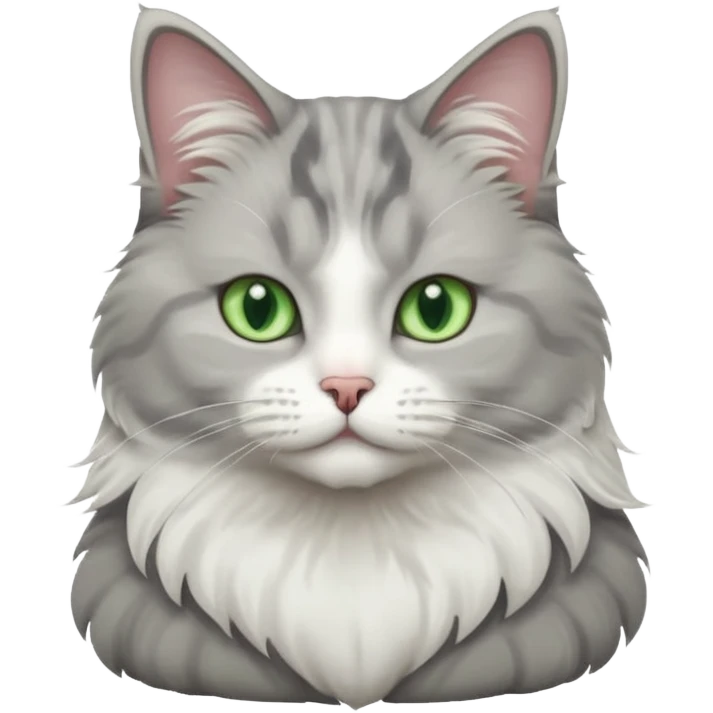 a grey and white cat sitting regally emoji