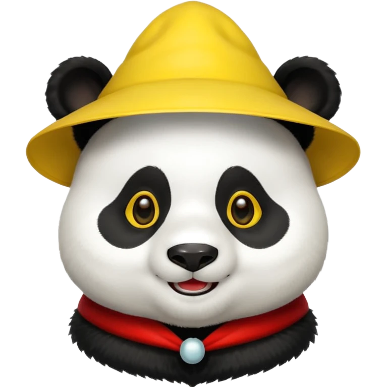 panda with yellow conical hat, red glass emoji