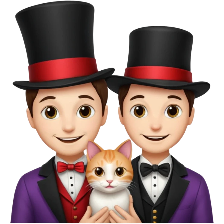 magician couple and their pet cat emoji