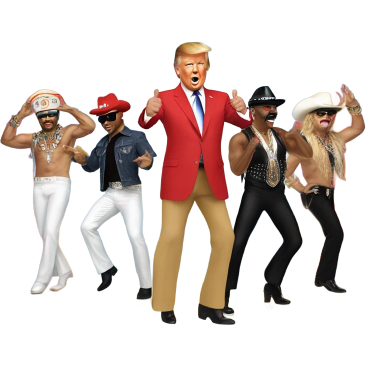 Donald trump dancing to YMCA with village people emoji