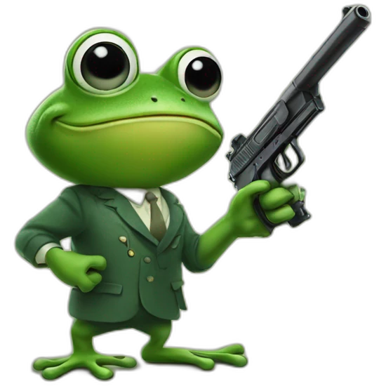 Frog pointing a gun at you emoji