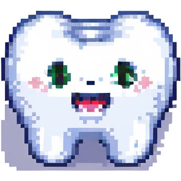 single tooth small cute pixel art emoji