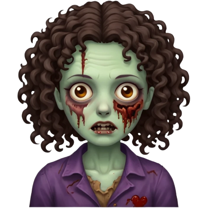 zombie woman with curly, slightly voluminous dark brown hair  emoji