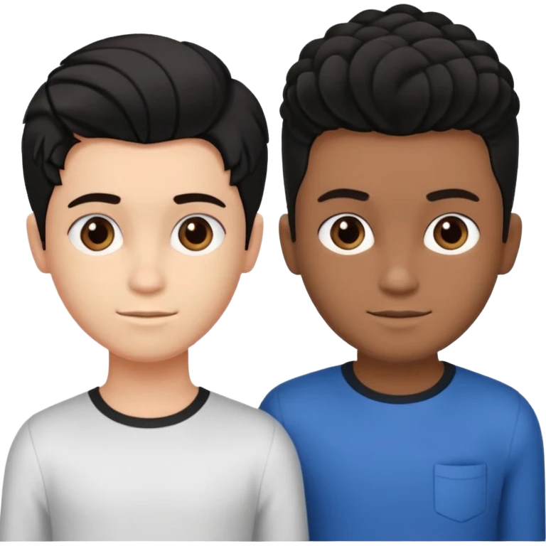 Dois jovens meninos brancos um de cabelo preto e outro loiro com penteado moderno, de corpo inteiro e mãos dadas emoji