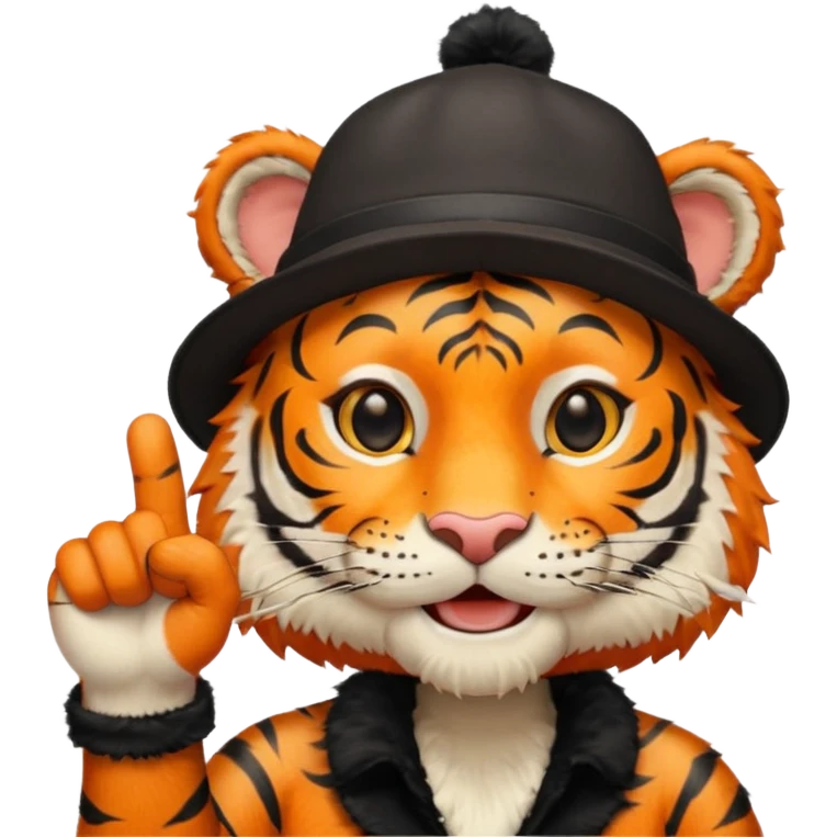 тигр в шляпе с пальцем вверх emoji