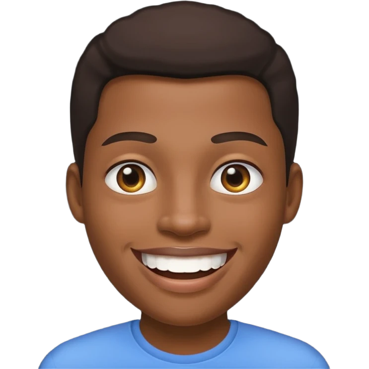 Black head with white smile and eyes emoji