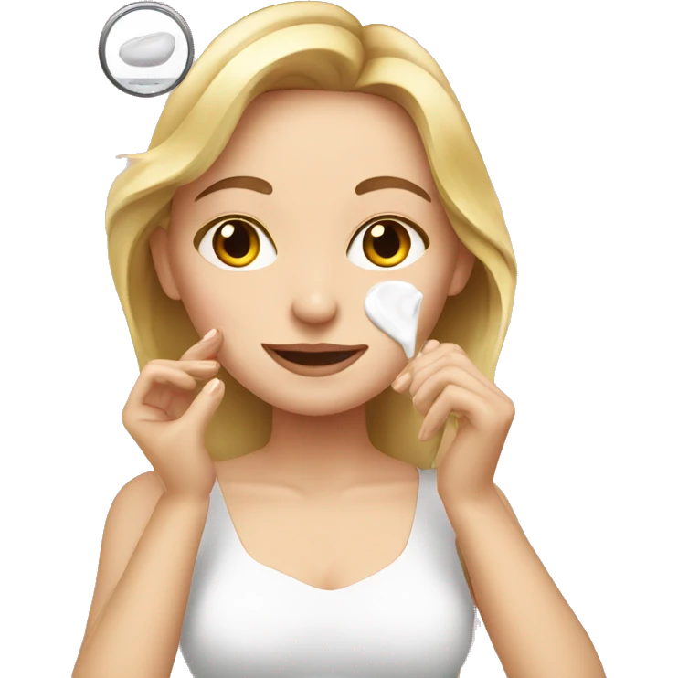 white girl applying cream on face emoji